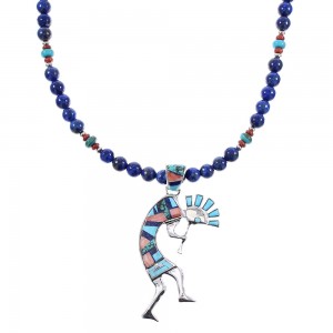 Multicolor Southwest Sterling Silver Kokopelli Necklace Set AX94888