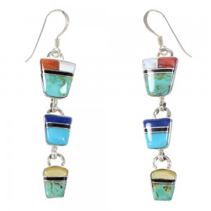 Sterling Silver Multicolor Jewelry Hook Dangle Earrings RX95153