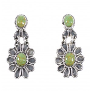 Sterling Silver Turquoise Jewelry Flower Post Dangle Earrings AX95190