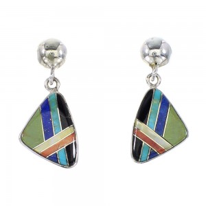 Authentic Sterling Silver Multicolor Post Dangle Earrings AX95340