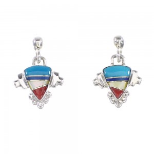Multicolor Jewelry Silver Southwestern Post Dangle Earrings AX95426