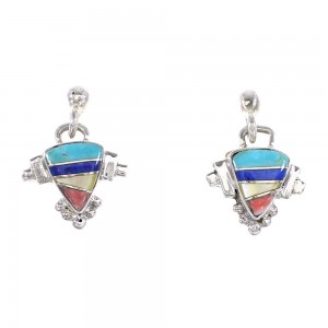 Multicolor Jewelry Sterling Silver Southwestern Post Dangle Earrings AX95427