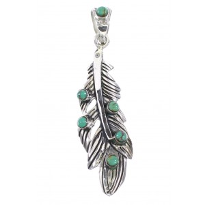 Turquoise Jewelry Sterling Silver Feather Pendant RX95255