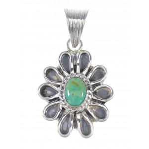 Authentic Sterling Silver And Turquoise Flower Pendant RX95280