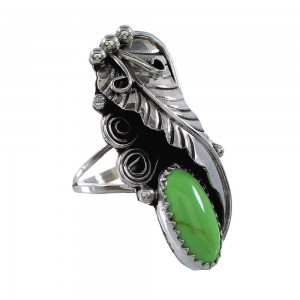 Authentic Sterling Silver Navajo Gaspeite Leaf Ring Size 5-3/4 RX118118