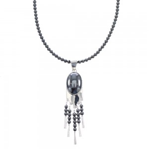 Hematite Genuine Sterling Silver Bead Necklace Set AX97927