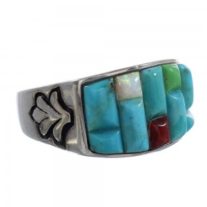 Turquoise Multicolor Genuine Sterling Silver Ring Size 11-3/4 AS25927