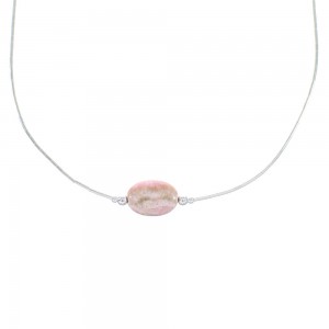 Liquid Sterling Silver And Rhodochrosite Bead Necklace AX99873