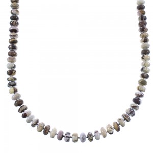 Brown Jasper Sterling Silver Native American Bead Necklace AX100261