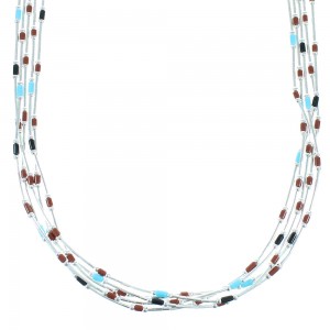 Liquid Sterling Silver Multicolor 5-Strand Necklace AX100569