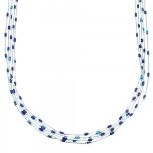 Azurite Liquid Sterling Silver 5-Strand Necklace AX100573