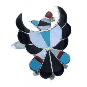 Multicolor Thunderbird Genuine Sterling Silver Zuni Ring Size 5-1/4 AX101327