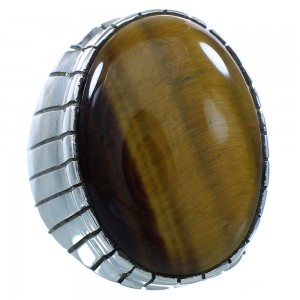 Tiger Eye Genuine Sterling Silver Navajo Ray Jack Ring Size 9-3/4 AX102671