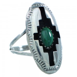 Native American Genuine Sterling Silver Malachite Ring Size 5-3/4 TX103015