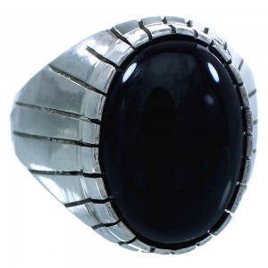 Genuine Sterling Silver Ray Jack Onyx Navajo Ring Size 11-1/2 TX103065