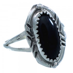 Onyx Sterling Silver Native American Ring Size 8-1/4 TX102871