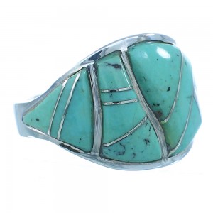 Southwest Turquoise And Silver Jewelry Ring Size 7-3/4 YS68775