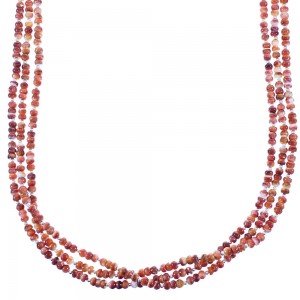 Red Oyster Shell Sterling Silver Native American 3-Strand Bead Necklace RX103137