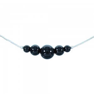 Onyx Liquid Sterling Silver Bead Necklace AX99876