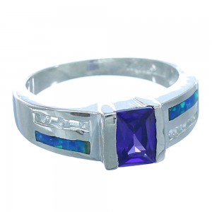 Southwest Amethyst And Blue Opal Silver Ring Size 5-1/2 EX55939