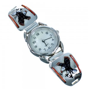 Multicolor And Genuine Sterling Silver Eagle Watch YX77799