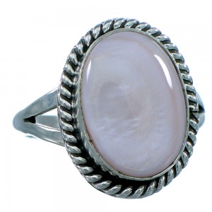 Genuine Sterling Silver Pink Shell American Indian Jewelry Ring Size 7-3/4 RX107660