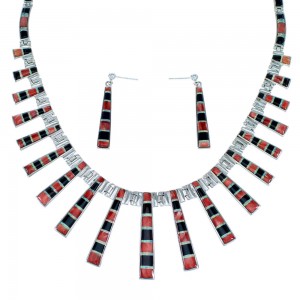 Multicolor Southwest Jewelry Sterling Silver Link Necklace Set PX37303