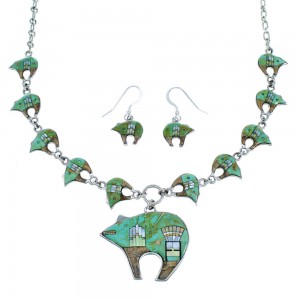 Multicolor Bear Mesa Design Link Necklace Earrings PX37986