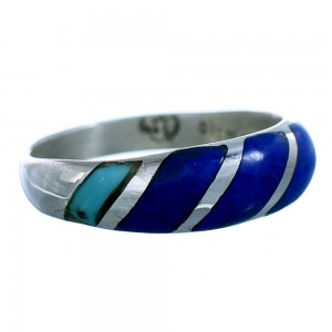 Genuine Sterling Silver Lapis And Turquoise Southwest Ring RX108635