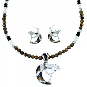 WhiteRock Multicolor Kokopelli Pendant Necklace Earrings Set GS74421