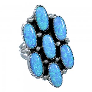 Genuine Sterling Silver Navajo Blue Opal Ring Size 9-3/4 SX109496