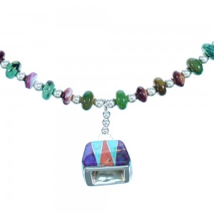 Sterling Silver And Multicolor Bead Necklace SX112407