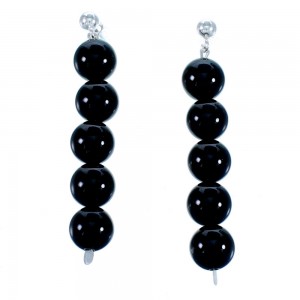 Onyx Sterling Silver Southwest Bead Post Dangle Earrings RX113245