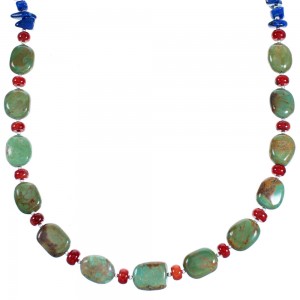 Multicolor Authentic Sterling Silver Southwest Bead Necklace RX114272