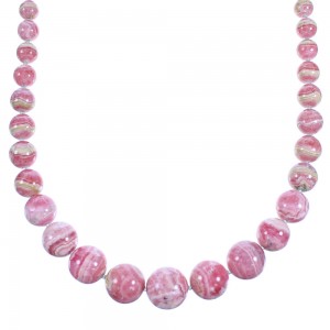 Rhodochrosite And Sterling Silver Bead Necklace SX114392