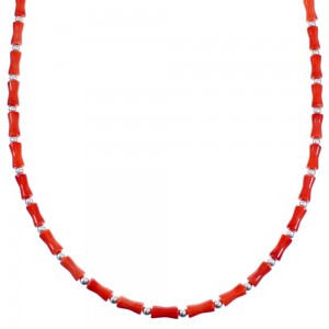 Coral Southwest Sterling Silver Bead Necklace LX114429