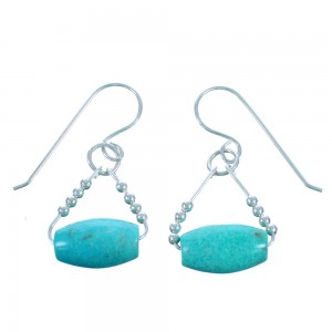 Turquoise Sterling Silver Hook Dangle Bead Earrings RX114787