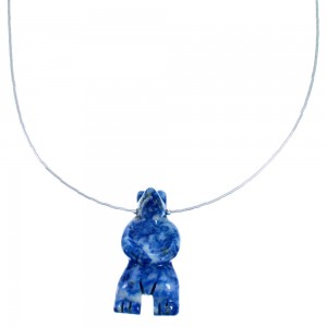 Sterling Silver Denim Lapis Bear Southwern Bead Necklace RX114826