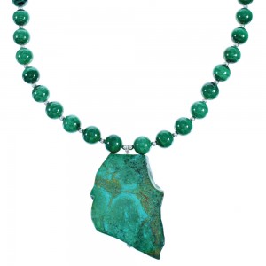 Chrysocolla And Malachite Sterling Silver Bead Necklace SX114856