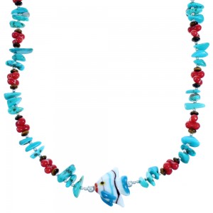 Sterling Silver Multicolor Tropical Fish Bead Necklace RX114907