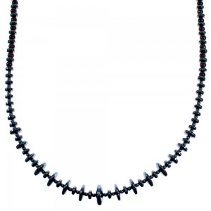 Sterling Silver Hematite And Garnet Bead Necklace SX114937