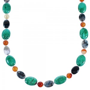Southwestern Sterling Silver And Multicolor Bead Necklace SX114946