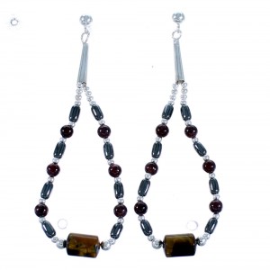 Multicolor And Sterling Silver Bead Post Dangle Earrings SX114960