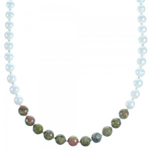 Multicolor And Genuine Sterling Silver Bead Necklace SX115000