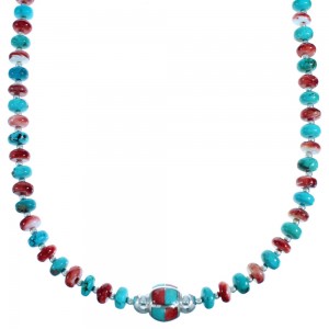 Multicolor Southwest Genuine Sterling Silver Bead Necklace SX115013