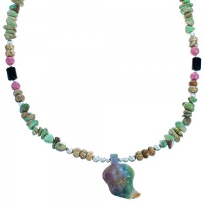 Multicolor And Sterling Silver Leaf Bead Necklace SX115084