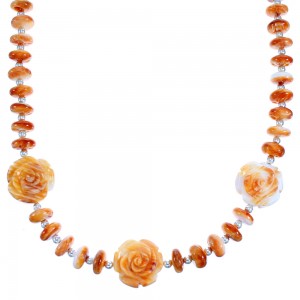 Sterling Silver Oyster Shell Flower Bead Necklace RX115088
