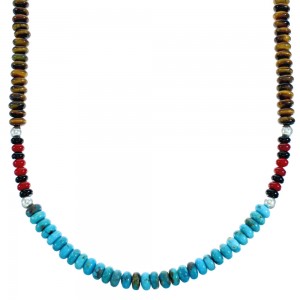 Multicolor Sterling Silver Southwest Bead Necklace RX115223