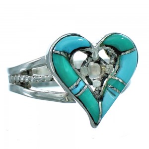 Sterling Silver Turquoise Inlay Heart Ring Size 5-1/4 SX115306