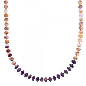 Purple And Orange Oyster Shell Sterling Silver Bead Necklace SX115337